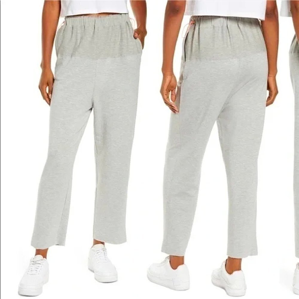 FP Movement Free People Small Heathered Gray Surfside Straight-Leg Pants Pockets
